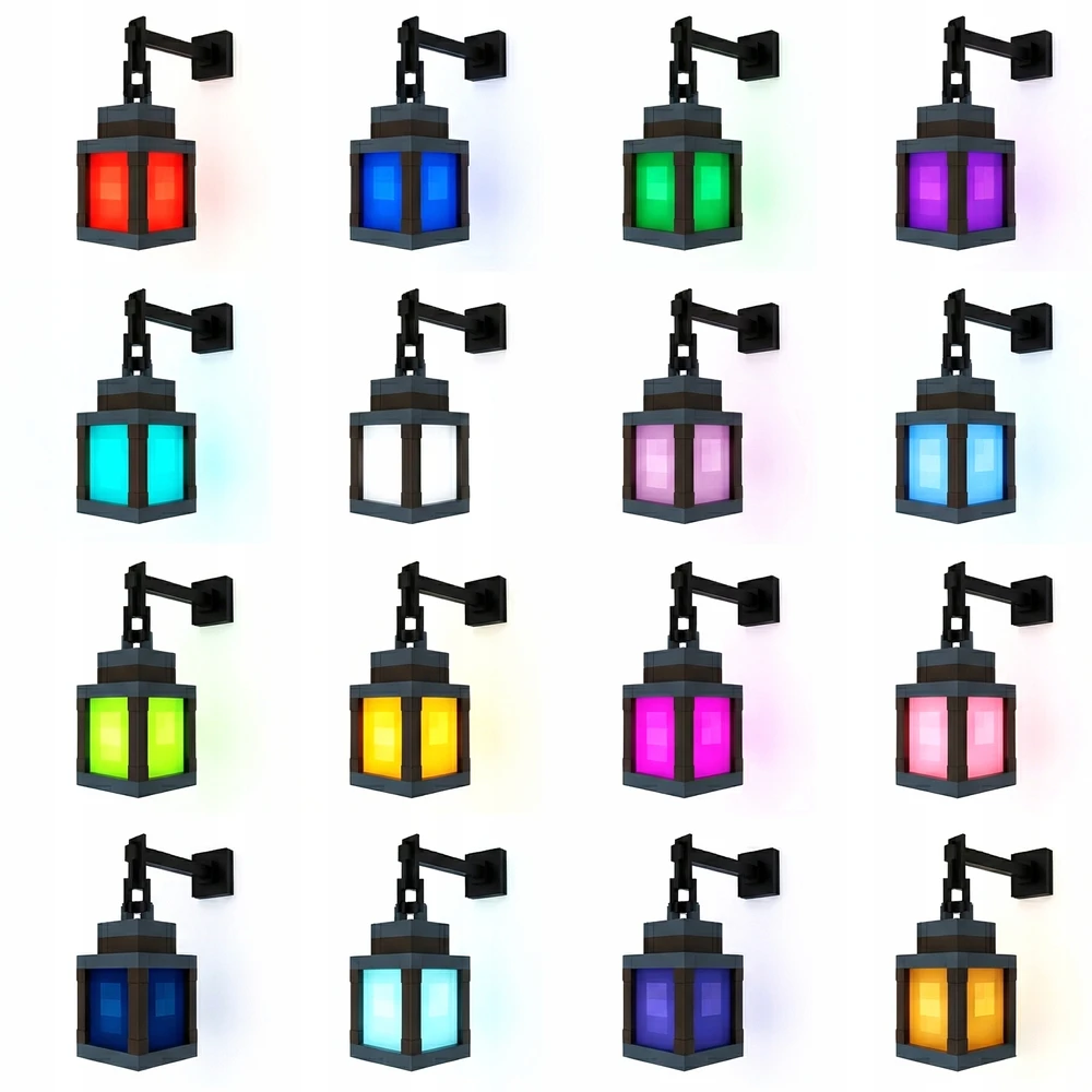Bez Marki NOCNA LAMPKA LED RGB USB 5V DEKORACJA LATARNIA PIXEL 16 KOLORÓW STYL PIKSEL