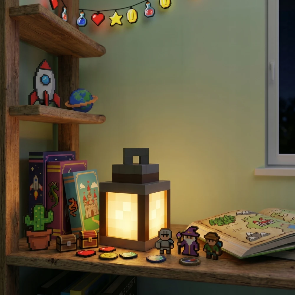 Bez Marki NOCNA LAMPKA LED RGB USB 5V DEKORACJA LATARNIA PIXEL 16 KOLORÓW STYL PIKSEL