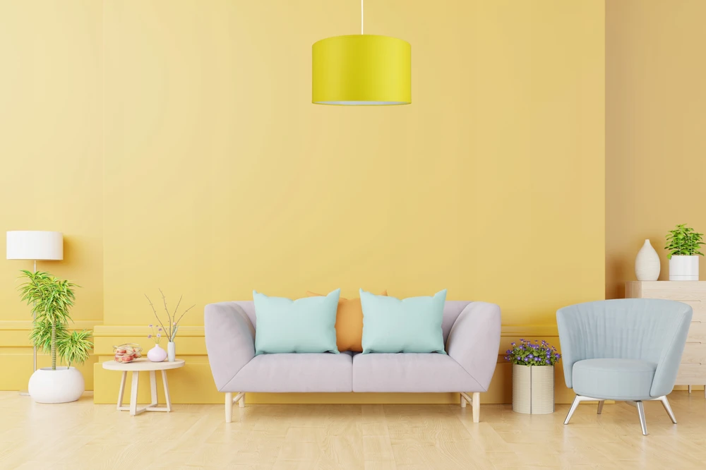 Bez Marki Nowoczesna Lampa wisząca sufitowa żyrandol geltona słoneczny abażur 40cm Led