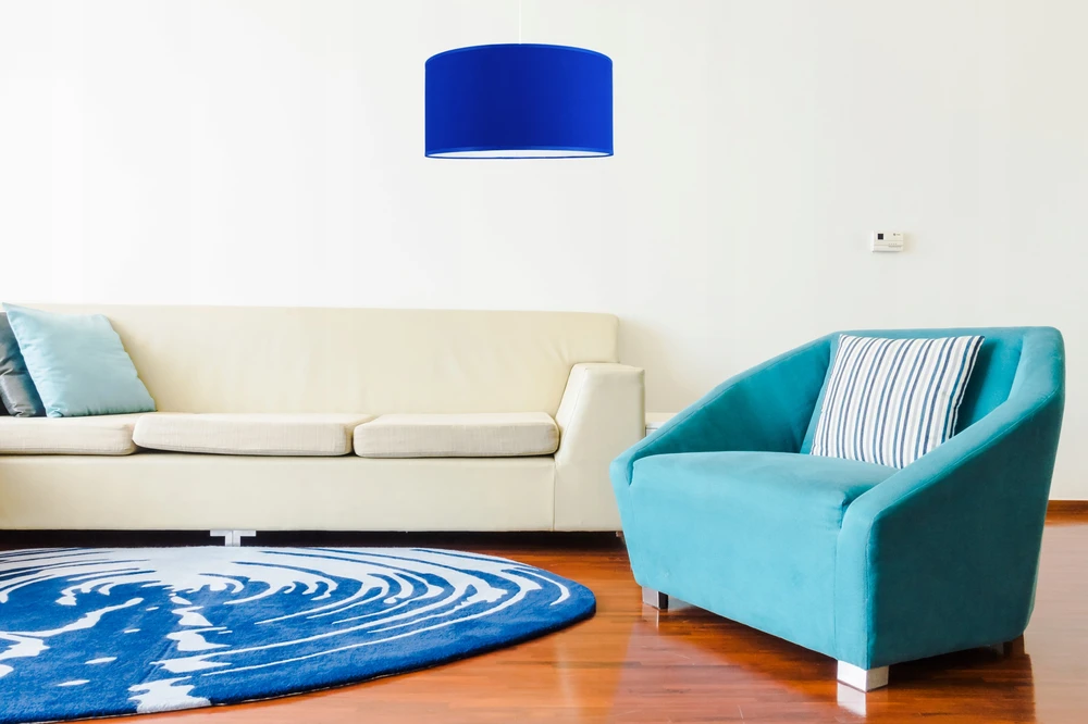 Bez Marki Nowoczesna Lampa wisząca sufitowa mėlyna abażur 35cm żyrandol, salon,