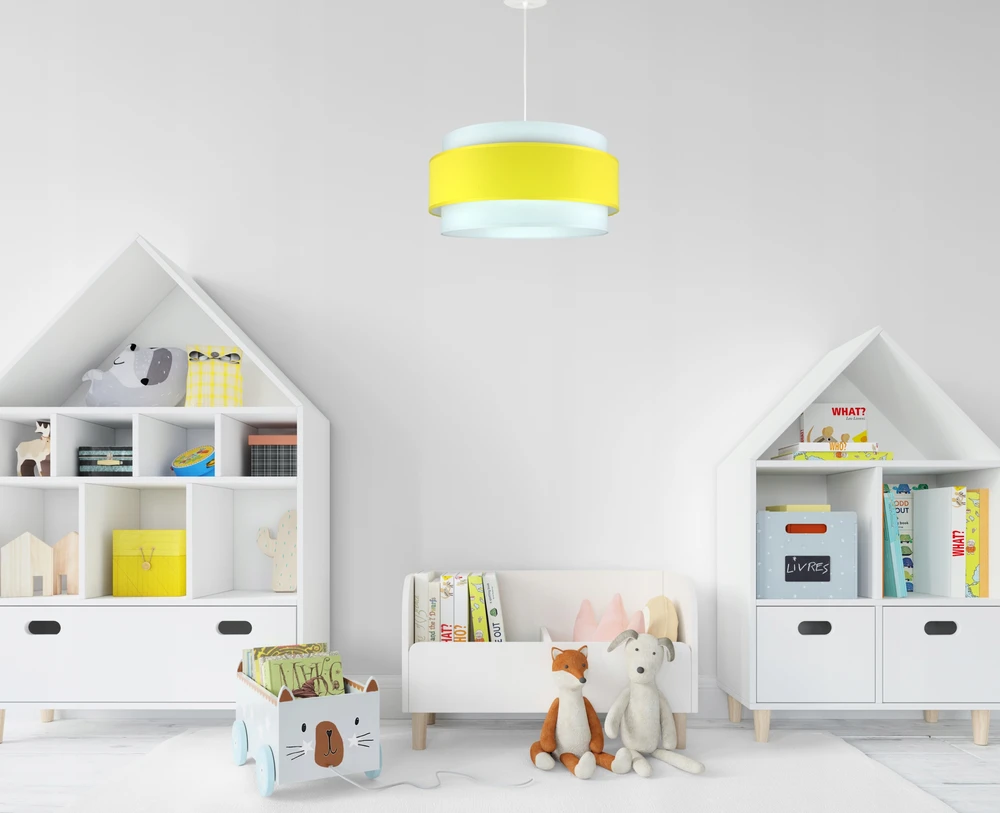 Bez Marki Nowoczesna Lampa wisząca sufitowa, żyrandol abażur geltona 40cm BOHO