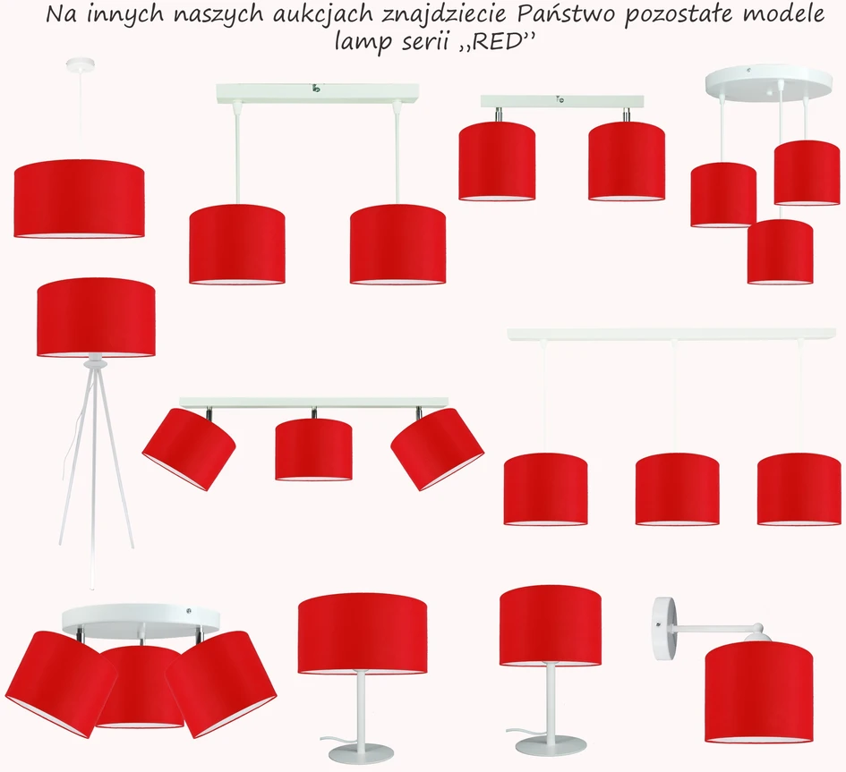 Bez Marki Nowoczesna Lampa wisząca, sufitowa,modny abażur 40cm raudona żyrandol,