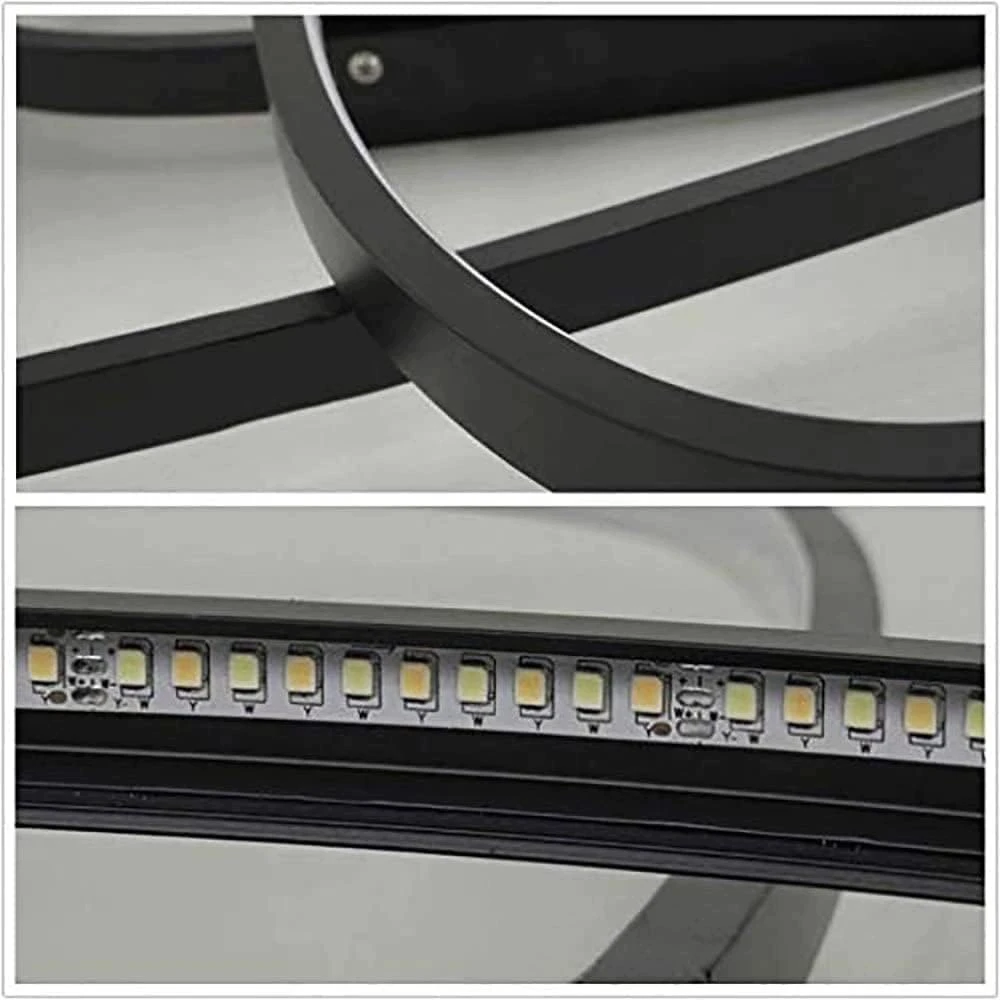 Bez Marki NOWOCZESNY ŻYRANDOL LAMPA SUFITOWA LED 3 PIERŚCIENIE ŚCIEMNIANA Z PILOTEM