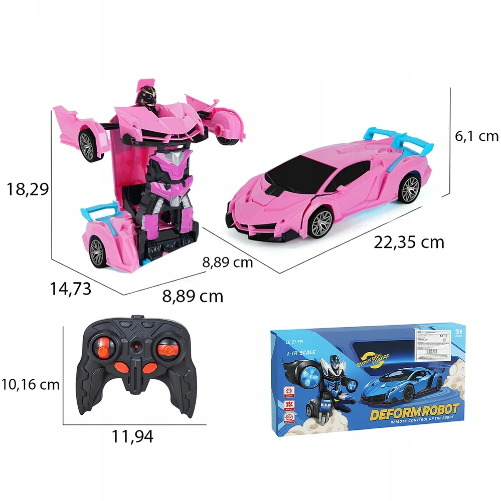 Bez Marki Nuotoliniu būdu valdomas automobilis robotas 2in1 rožinis su driftu, šviesomis ir garsu