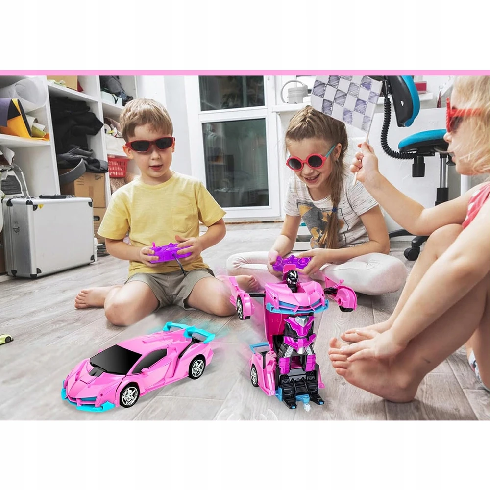Bez Marki Nuotoliniu būdu valdomas automobilis robotas 2in1 rožinis su driftu, šviesomis ir garsu