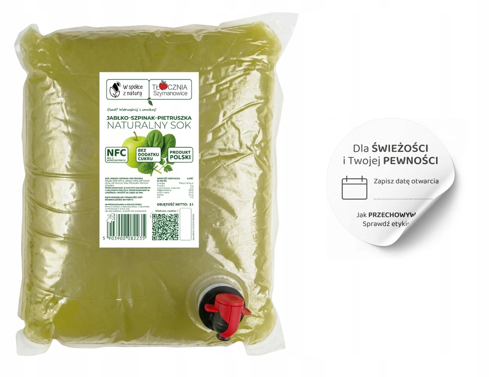 Bez Marki Obuolių špinatų petražolių sultys, spaustos 100% NFC sultys, 3 l šviežios