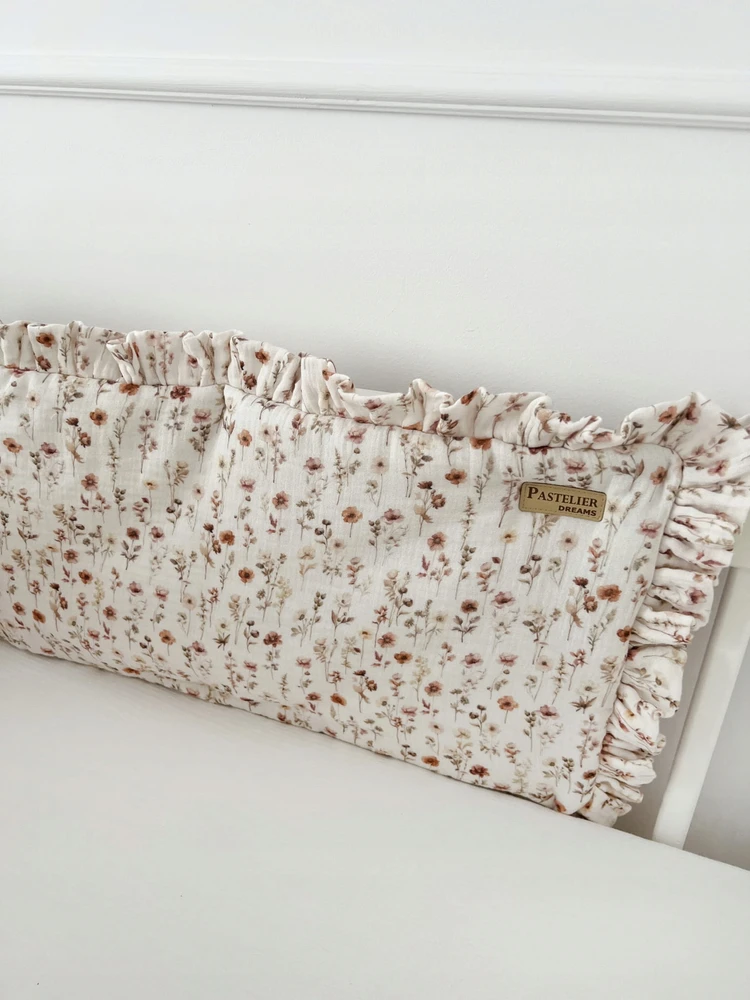 Bez Marki Ochraniacz muślinowy "ŁĄKA" su falbaną - 120 cm