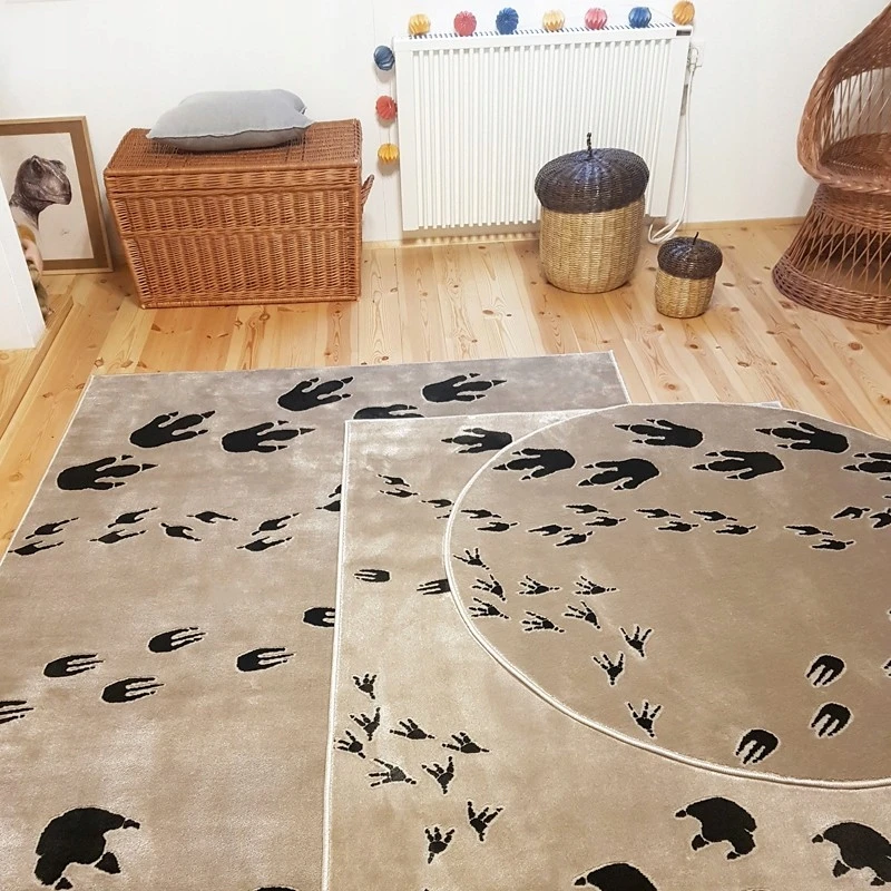 Bez Marki Okrągły sensoryczny dywan DINOZAURY 3D 133cm smėlio spalva NOYA Design