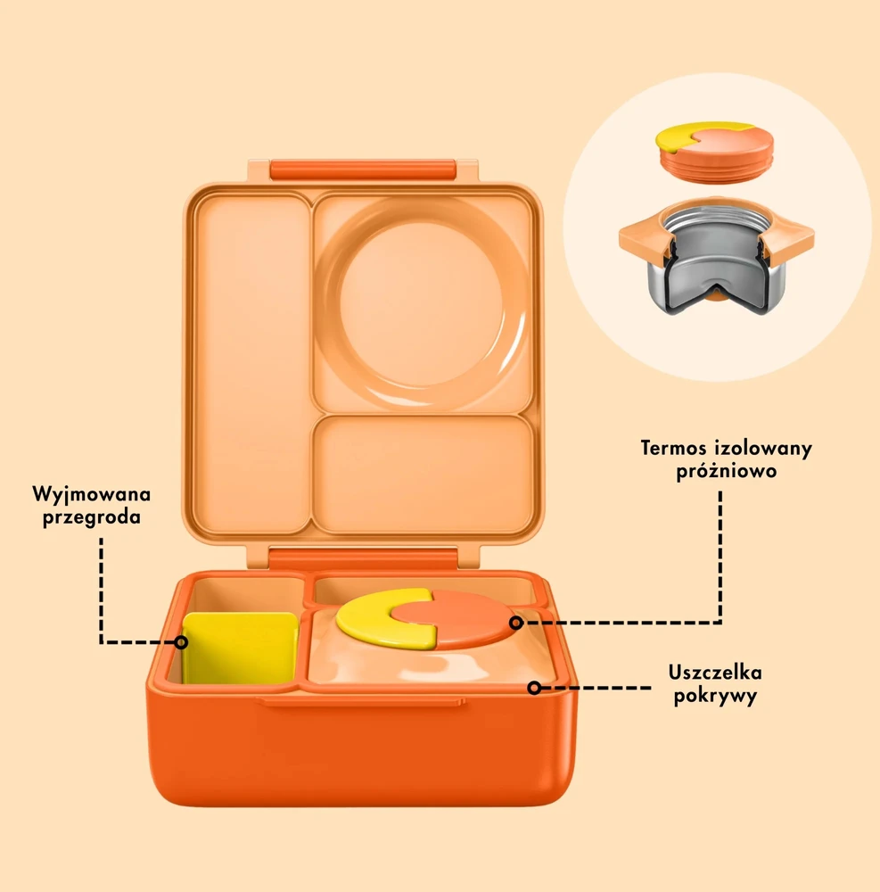 Bez Marki Omiebox vaikiškas maisto dėklas su termosu, oranžinis