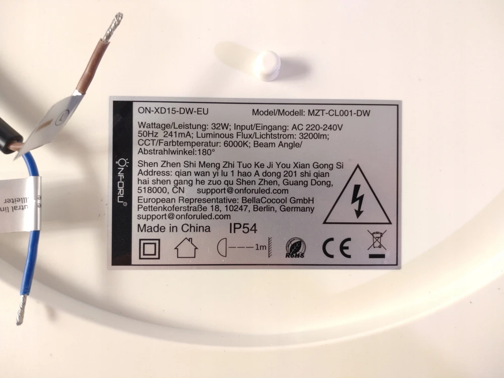 Bez Marki Onforu Lampa sufitowa LED 18 W, wodoszczelna ON-XD15-DW-EU MZT-CL001-DW