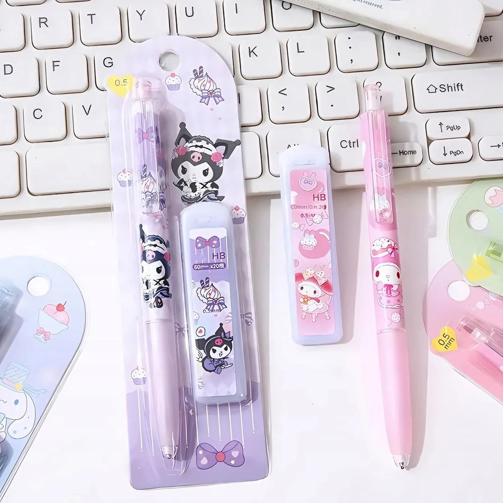 Bez Marki OŁÓWEK AUTOMATYCZNY 1 SZT. SANRIO KAWAII Rinkinys WKŁADÓW 20 SZT. KUROMI