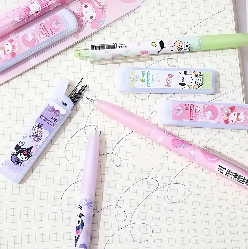Bez Marki OŁÓWEK AUTOMATYCZNY 1 SZT. SANRIO KAWAII Rinkinys WKŁADÓW 20 SZT. KUROMI