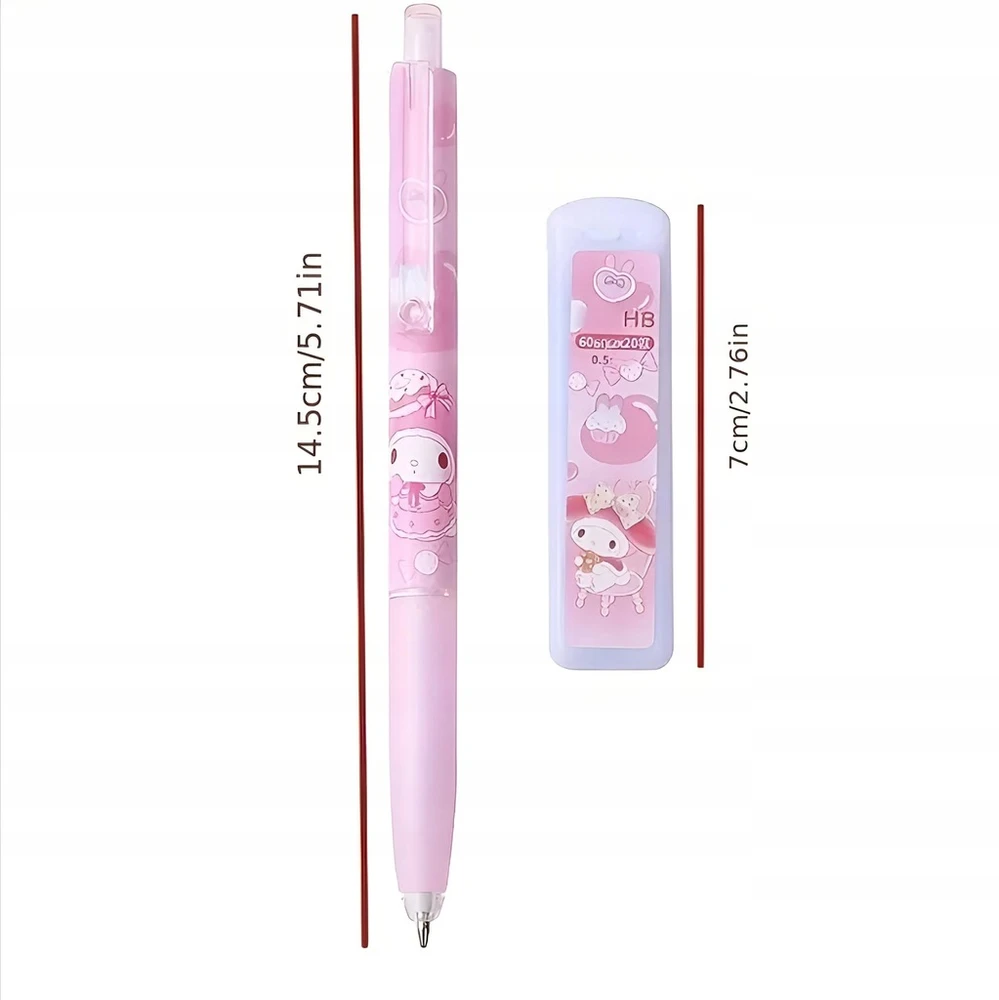 Bez Marki OŁÓWEK AUTOMATYCZNY 1 SZT. SANRIO KAWAII Rinkinys WKŁADÓW 20 SZT. KUROMI
