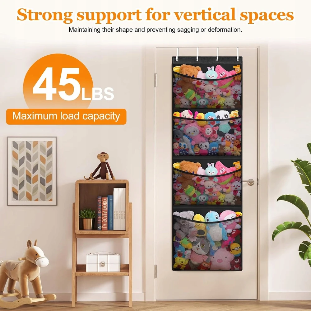 Bez Marki ORGANIZER PLUSZAKÓW 166X58CM 4 KIESZENIE ZAWIESZANY NAD DRZWI