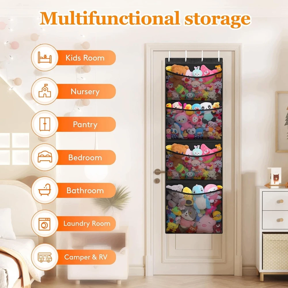 Bez Marki ORGANIZER PLUSZAKÓW 166X58CM 4 KIESZENIE ZAWIESZANY NAD DRZWI