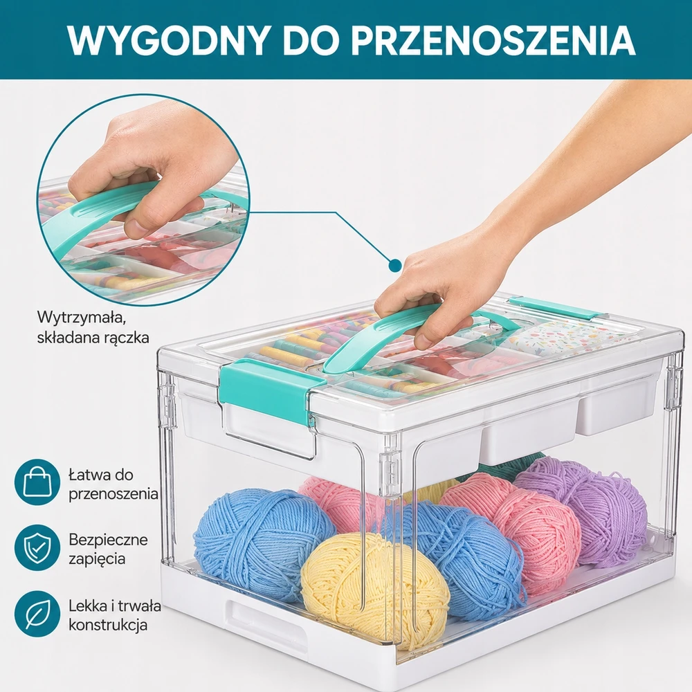 Bez Marki Organizer Składany Pojemnik su Przegródkami na klocki 38cm Transparentny Box