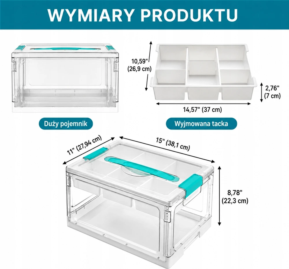 Bez Marki Organizer Składany Pojemnik su Przegródkami na klocki 38cm Transparentny Box