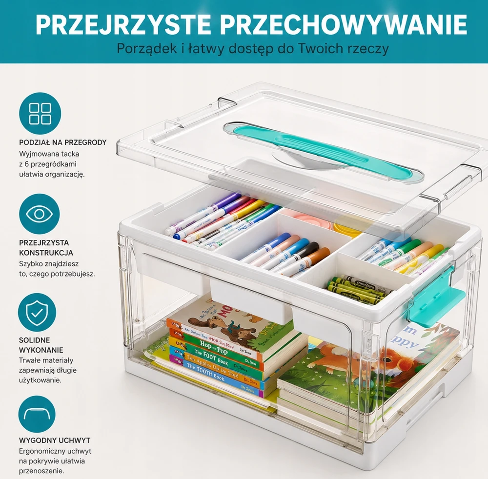 Bez Marki Organizer Składany Pojemnik su Przegródkami na klocki 38cm Transparentny Box
