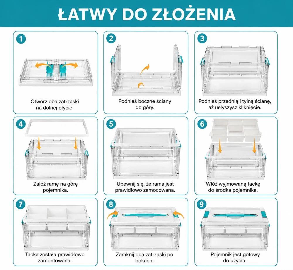 Bez Marki Organizer Składany Pojemnik su Przegródkami na klocki 38cm Transparentny Box