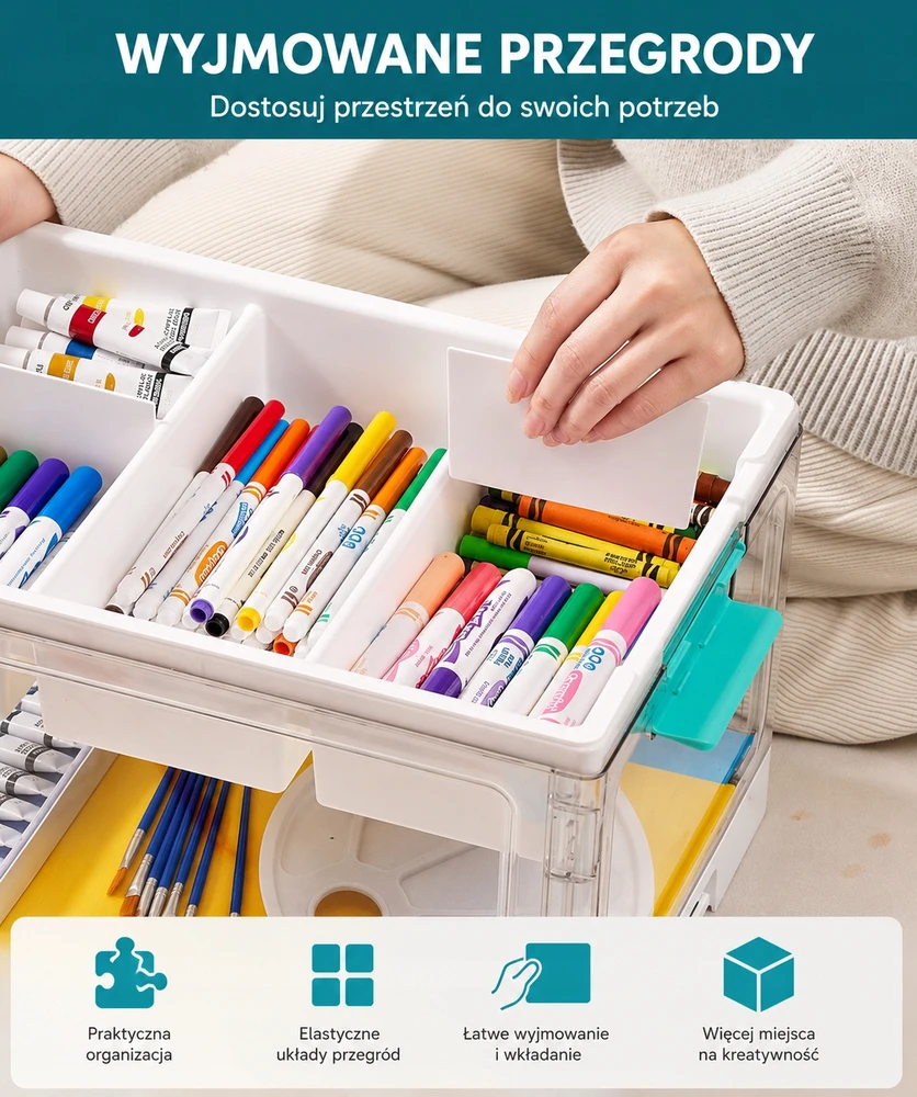 Bez Marki Organizer Składany Pojemnik su Przegródkami na klocki 38cm Transparentny Box