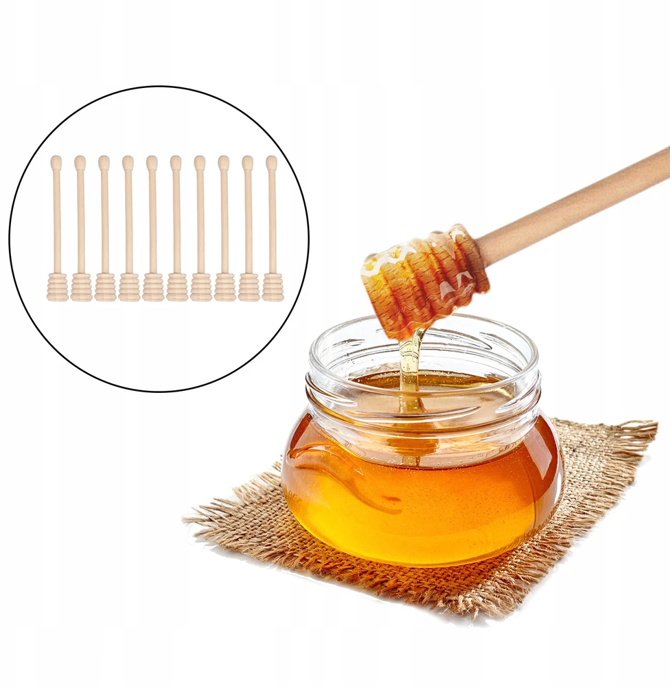 Bez Marki oshhni Medinės medaus maišymo lazdelės Easy Clean Food Grade Jar