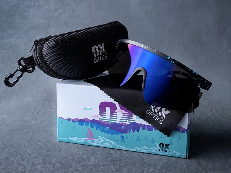 Bez Marki Ox Optics Zone akiniai nuo saulės, juodi su mėlynu
