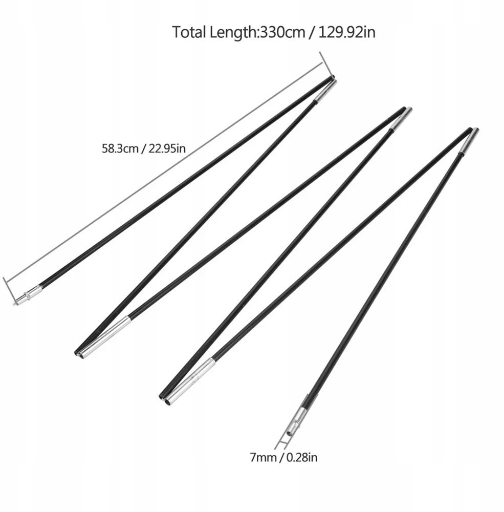 Bez Marki PALAPINĖS STRAIPSNIŲ RĖMAS 6 SKYRIUS 7MM 330CM KEMPINGAS 2 Vnt.