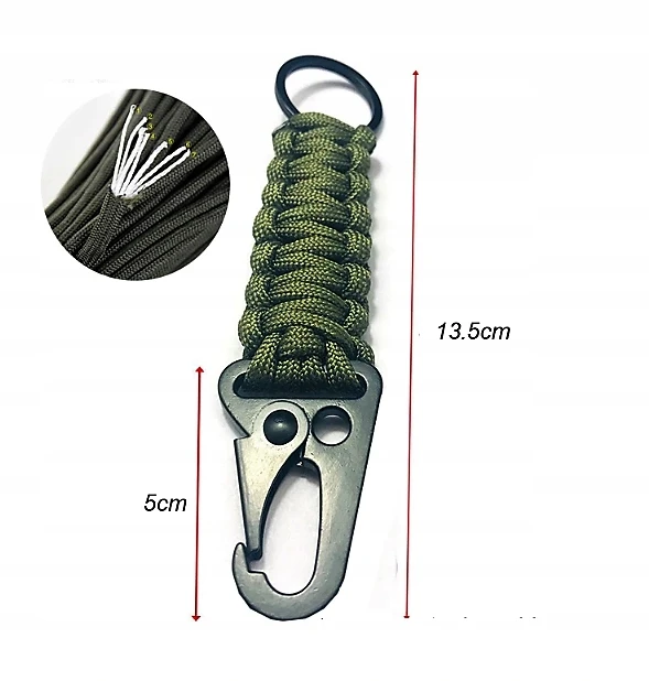 Bez Marki Paracord karabinas raktų pakabukas lauko reikmenims