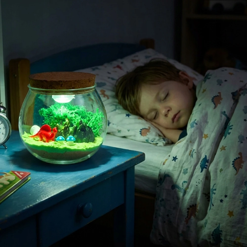 Bez Marki „Pasidaryk pats“ DINOZAUURŲ RINKINYS KŪRYBINGAS MAGICAL TERARIUM LED FONINIS ŠVIETIMAS + NUOTOLINIO PULTAS