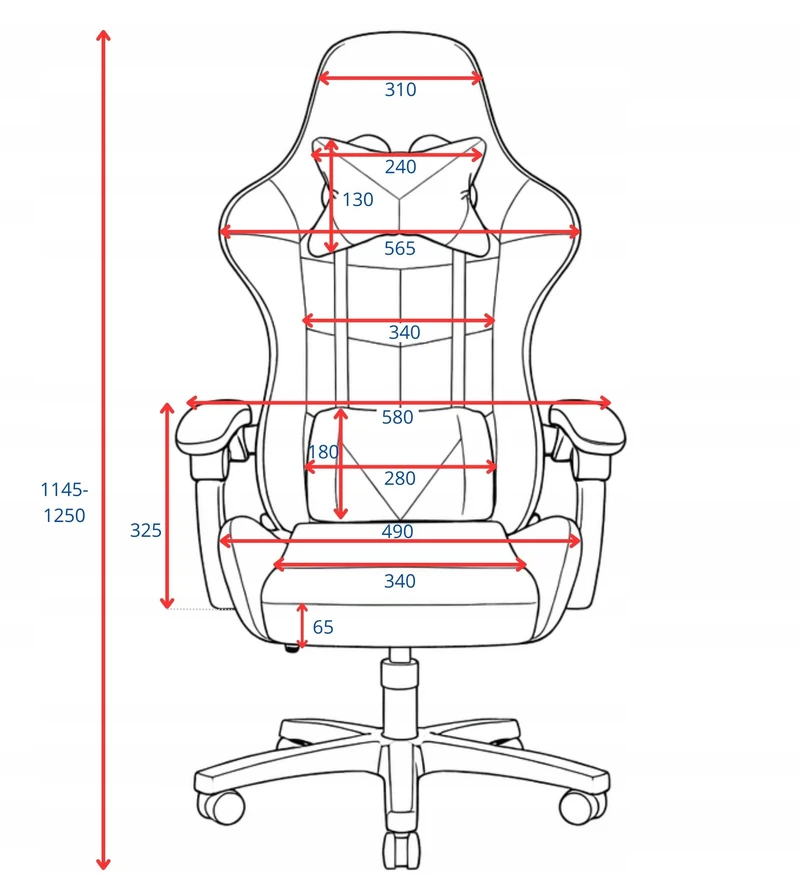 Bez Marki Pasukama žaidimų stalo kėdė Eco Leather Juoda NORD X TECHVIKING