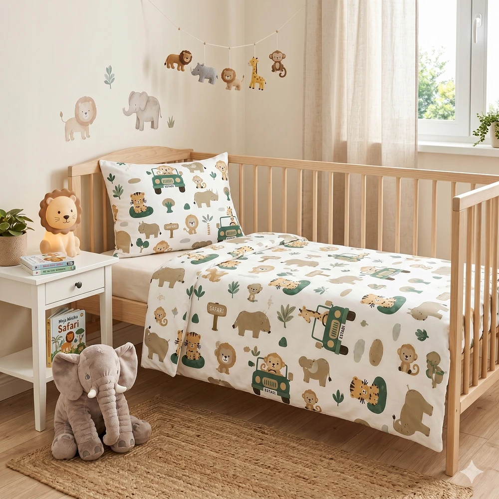 Bez Marki Patalynė Dziecięca Bawełniana do Łóżeczka Safari Las Boho Premium 90x120 cm