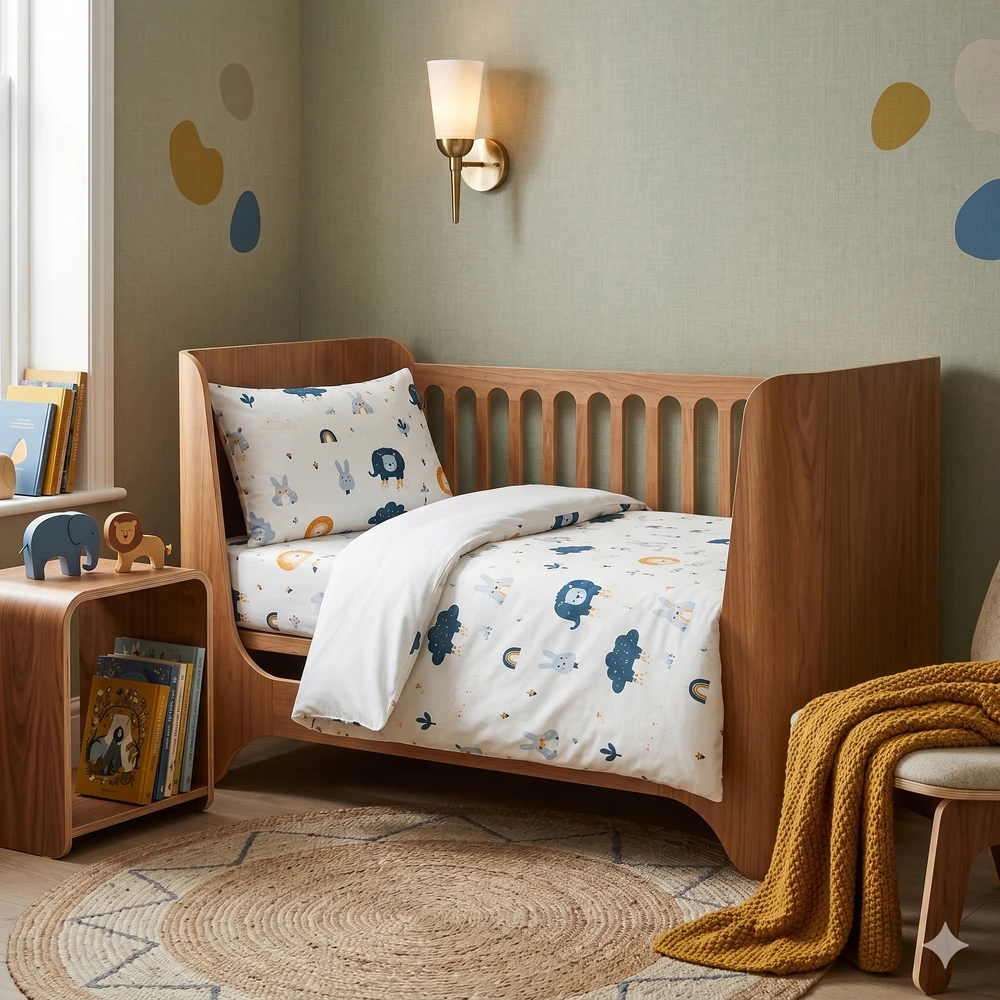 Bez Marki Patalynė Dziecięca Bawełniana do Łóżeczka Safari Las Boho Premium 90x120 cm