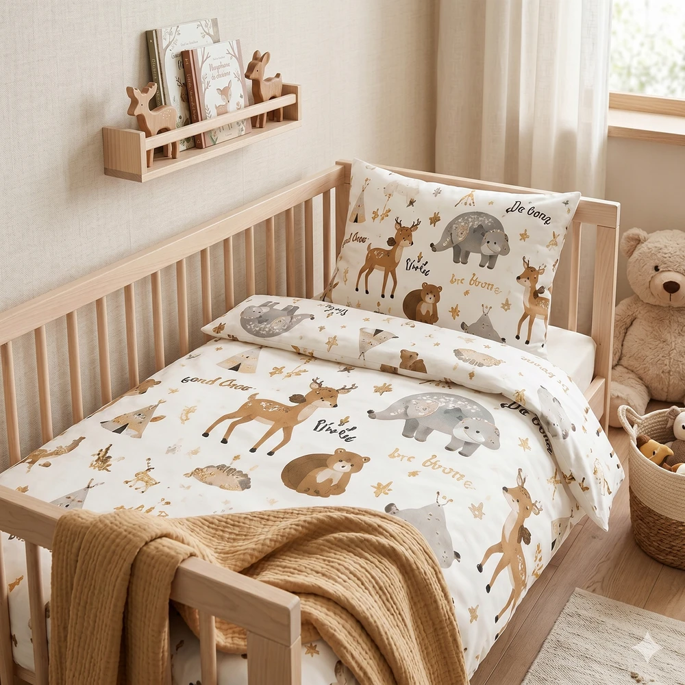 Bez Marki Patalynė Dziecięca Bawełniana do Łóżeczka Safari Las Boho Premium 90x120 cm
