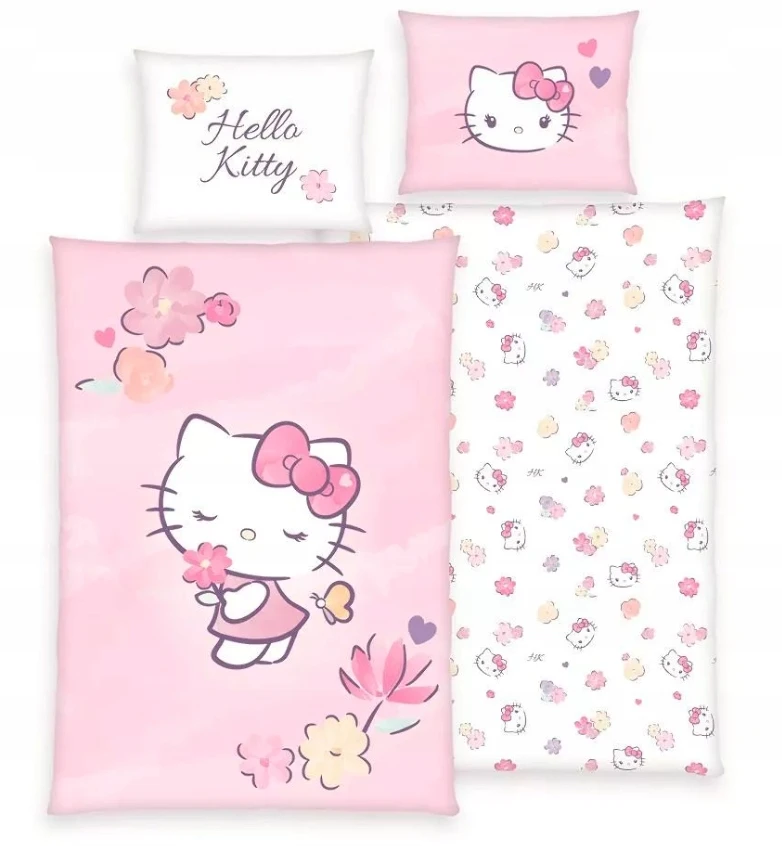 Bez Marki Patalynė dziecięca Hello Kitty Kotka SANRIO Kot Bawełniana poszewka 140x200
