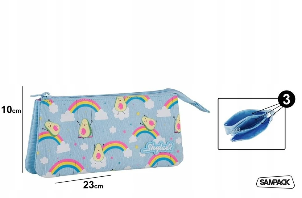 7R Bez Marki Penalas 23x10cm vaivorykštės ir avokado spalvos