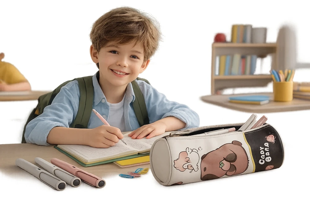 Bez Marki Penalas Tuba Kapibara 20x7 cm Szkolny Organizer na Długopisy Ekoskóra