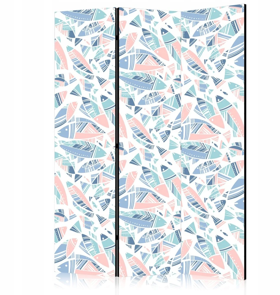 Bez Marki Artgeist Pertvara - Fish in Minimalist Style - Fish in Aztec Style in Pastel Color Shades on a Baltas Background