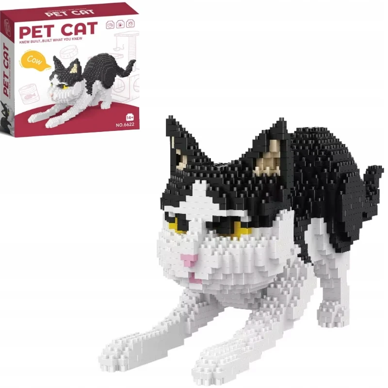Bez Marki Pet Cat statybiniai blokeliai Juodas AND Baltas Cat rinkinys vaikams ir suaugusiems