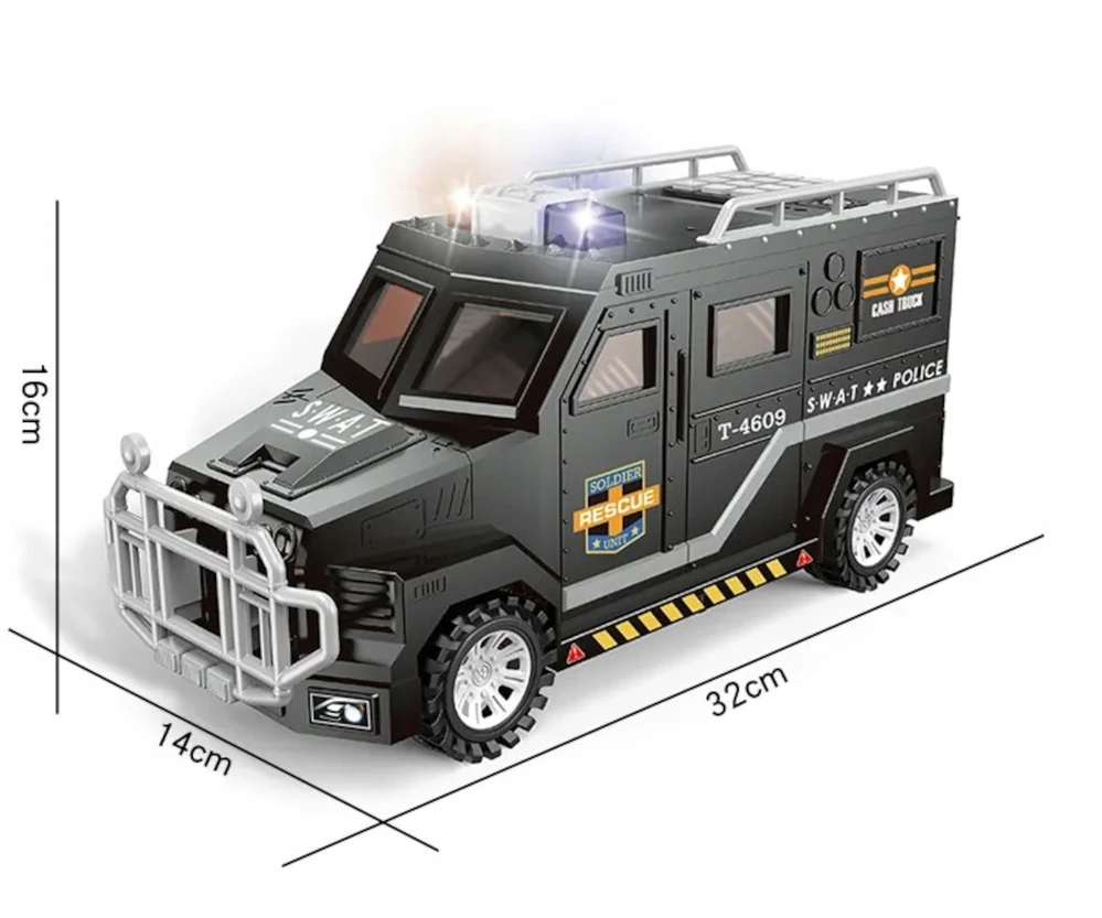 Piggy bank Safe Car Police vaikams už kodą Monetos Banknotai DIDELI