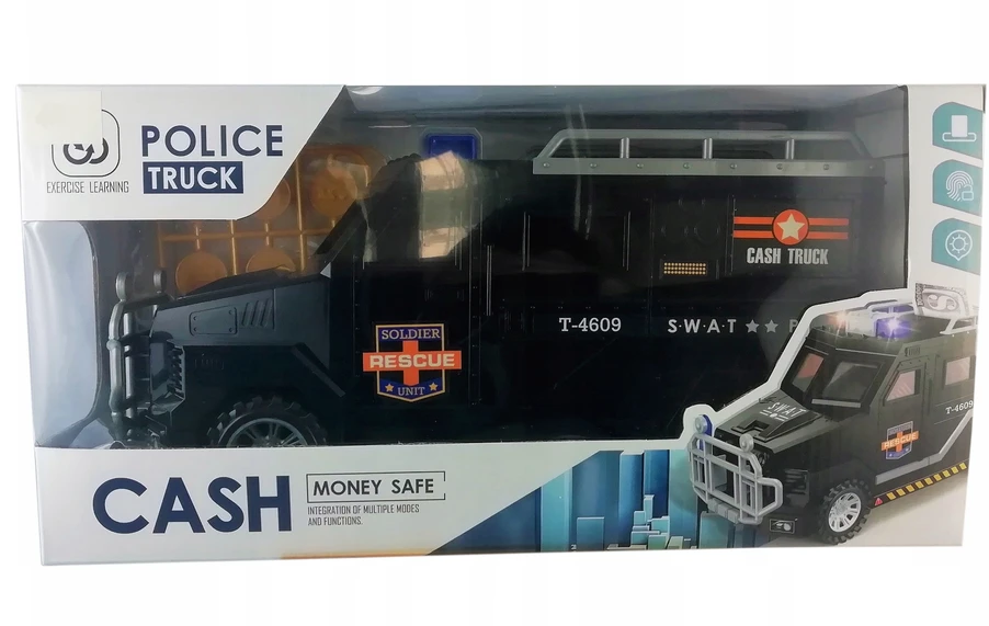Piggy bank Safe Car Police vaikams už kodą Monetos Banknotai DIDELI