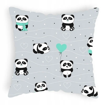 Bez Marki Pilkas pagalvės užvalkalas su mažosiomis pandomis 40x40 cm - 2 vnt