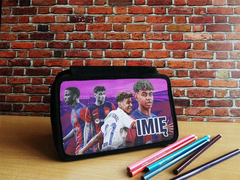 Bez Marki PIÓRNIK SZKOLNY TRZYKOMOROWY Z WYPOSAŻENIEM DO SZKOŁY LAMINE YAMAL BARCA