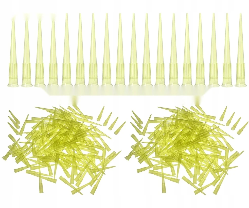 Bez Marki PIPETĖS ANTGALIS 1000 VIENETŲ 200UL UNIVERSALUS PLASTIKAS GELTONAS