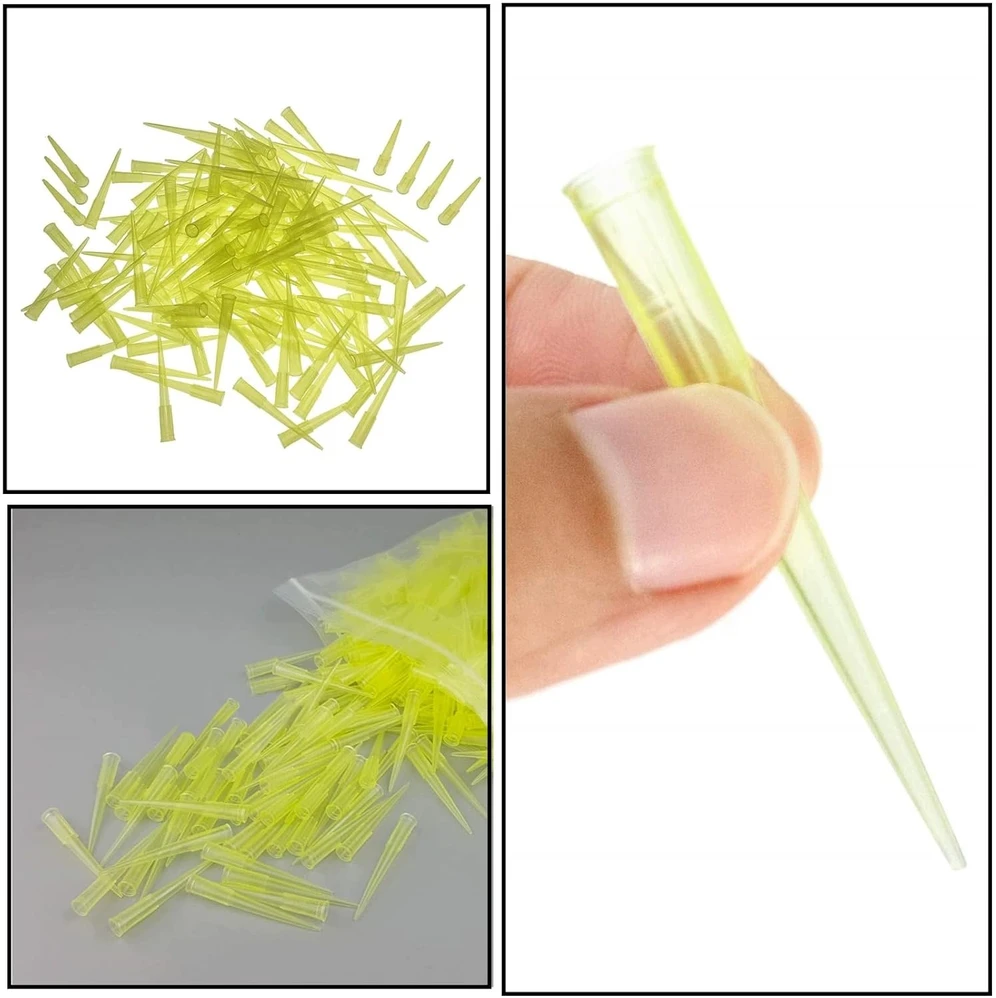 Bez Marki PIPETĖS ANTGALIS 1000 VIENETŲ 200UL UNIVERSALUS PLASTIKAS GELTONAS