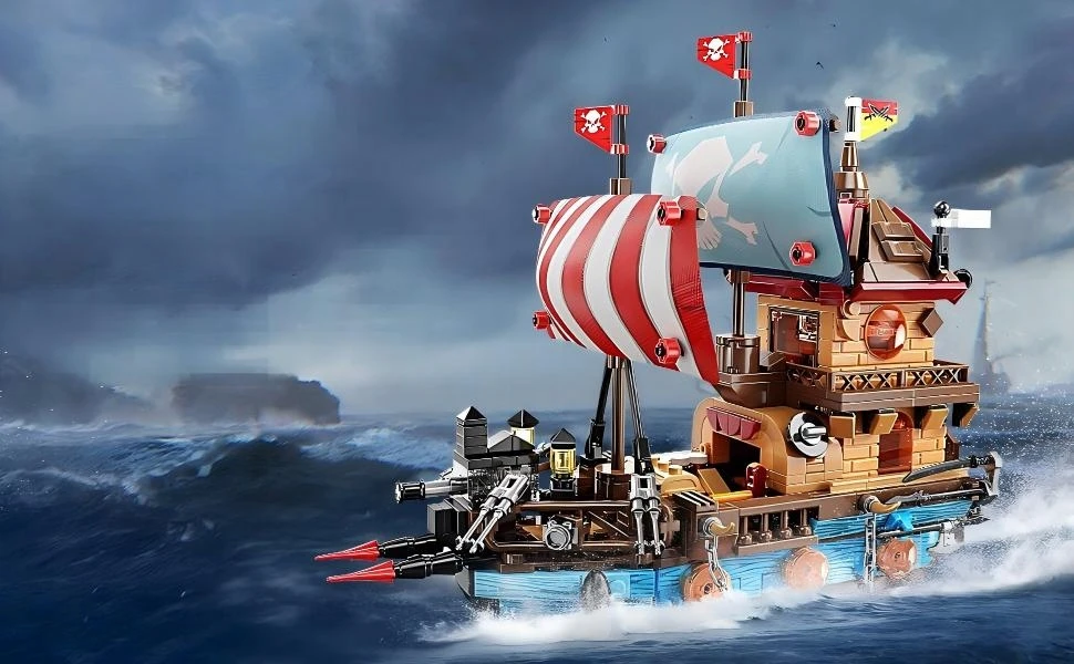 Bez Marki PIRATŲ BURĖLAIVAS IŠ LED BLOKULIŲ 916 ELEMENTŲ KŪRYBINIS MODELIS VAIKAMS