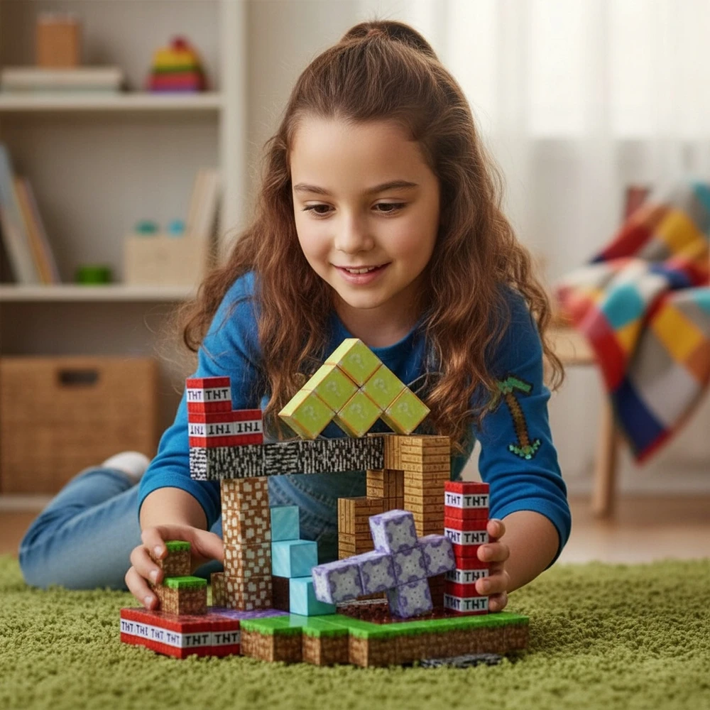 Bez Marki PIXEL magnetinės kaladėlės, statybiniai kubeliai vaikams, 168 vnt