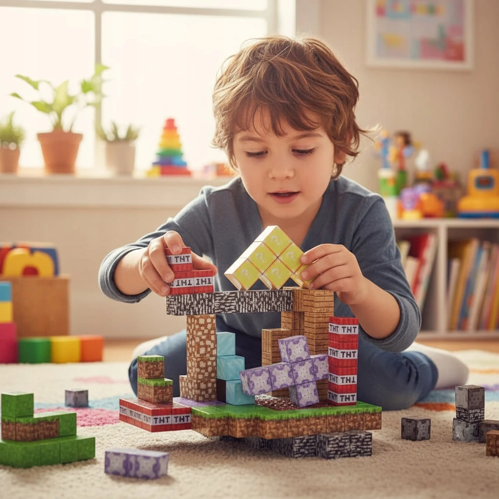Bez Marki PIXEL magnetinės kaladėlės, statybiniai kubeliai vaikams, 168 vnt