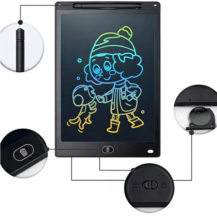 Bez Marki Planšetė NOTATNIK GRAFICZNY LCD 12'' ZNIKOPIS DO RYSOWANIA I PISANIA + RYSIK