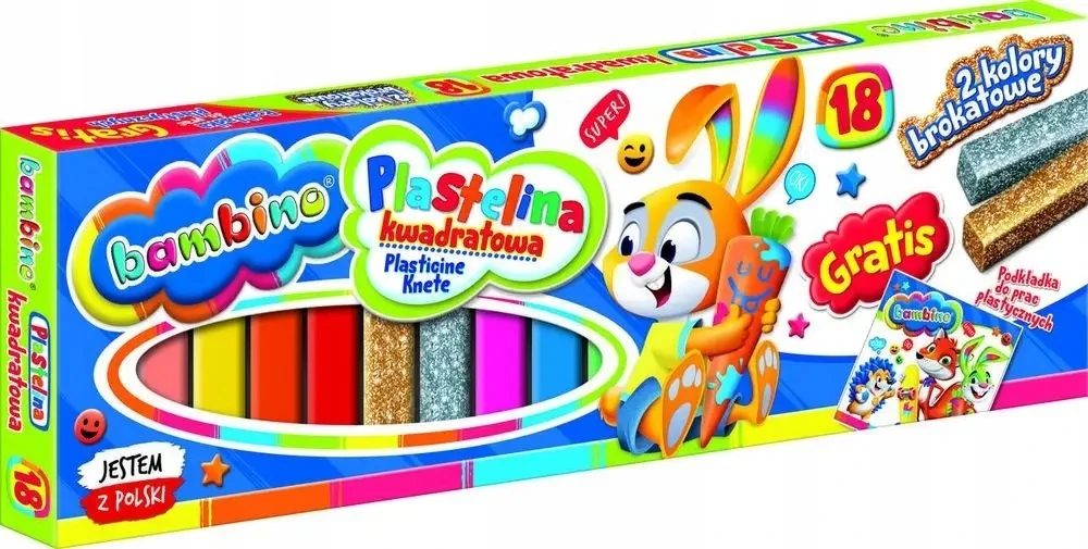 Bez Marki Plastelina Bambino 18 spalvų - minkšta, nelipni, saugi vaikams