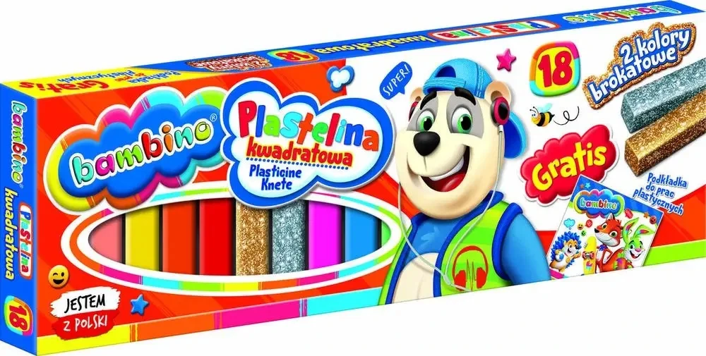 Bez Marki Plastelina Bambino 18 spalvų - minkšta, nelipni, saugi vaikams